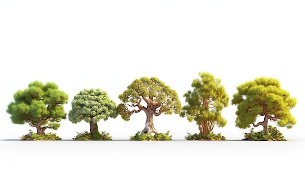 Eine Sammlung von Bäumen verschiedener SortenGenerative KI
