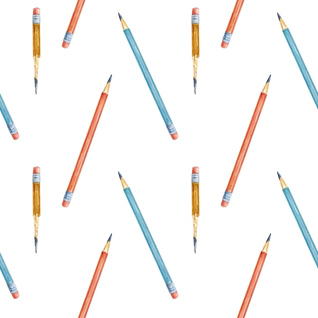 eine Sammlung von Bleistiften mit einem blauen und orangefarbenen Bleistift