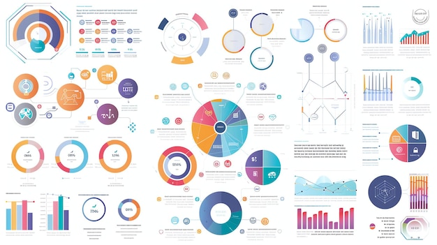 Foto eine sammlung von datenvisualisationen einschließlich diagramme, grafiken und infografiken