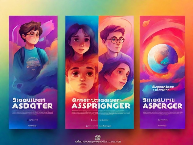 Eine Sammlung von flachen Illustrationen vom internationalen Asperger-Tag
