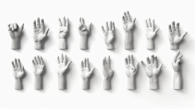 Eine Sammlung von Handgesten auf weißem Hintergrund