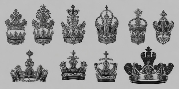 Foto eine sammlung von kronen in verschiedenen stilen
