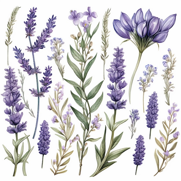 eine Sammlung von Lavendeln, darunter eine der Blumen.