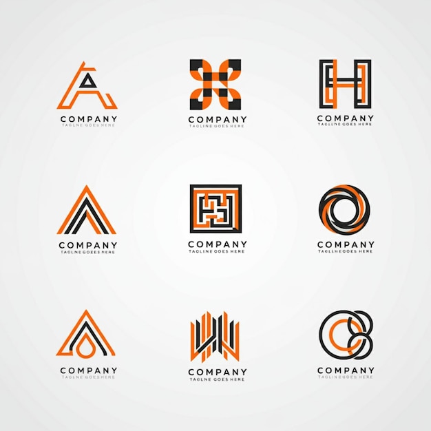 eine Sammlung von Logos für ein Unternehmen, auf dem h steht