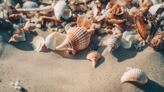 Eine Sammlung von Muscheln an einem Strand