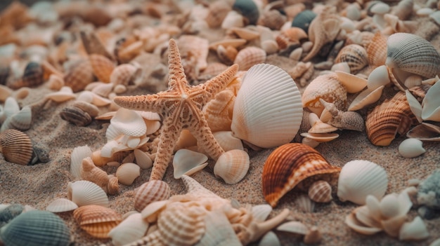 Eine Sammlung von Muscheln an einem Strand