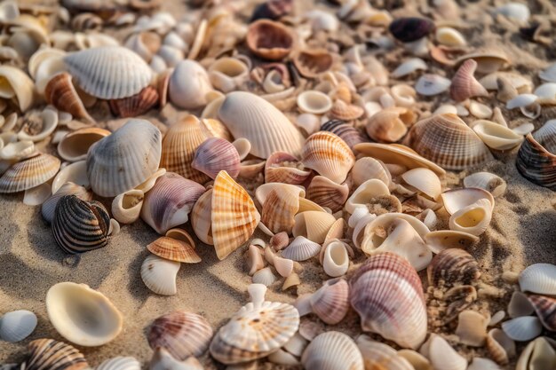 Eine Sammlung von Muscheln an einem Strand