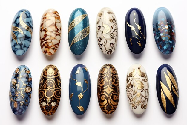 eine Sammlung von Nageldesigns