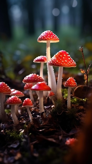Eine Sammlung von Pilzen in einem Wald