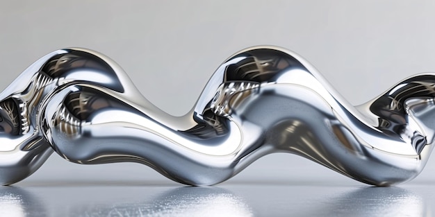 Eine Sammlung von realistischen flüssigen Chromformen und Metallobjekten, die in 3D dargestellt werden
