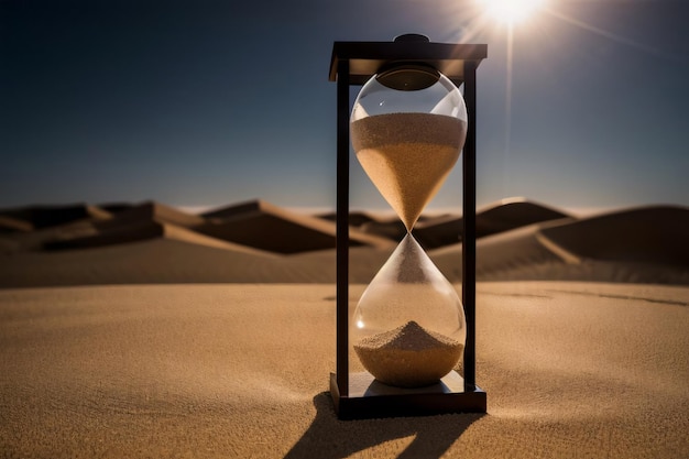 Foto eine sanduhr im wüstensand der zeit