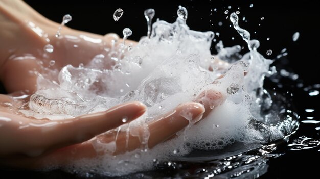 Foto eine saubere hand eines mannes mit wasser aus nächster nähe