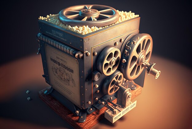 Eine Schachtel Popcorn. Popcorn-Paket im Kino-Stil. Generative KI