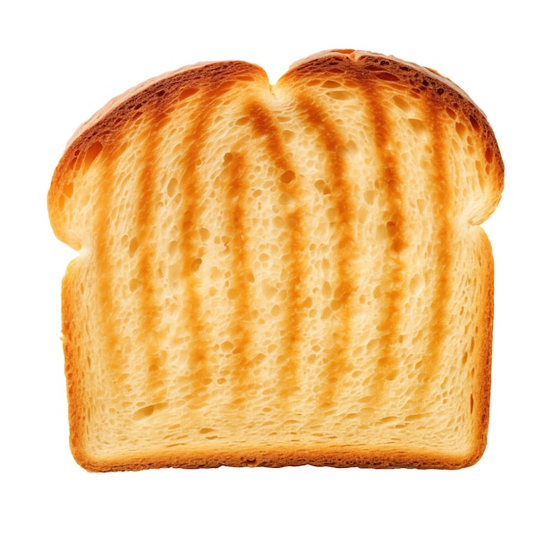 Eine Scheibe Brot wird auf einem transparenten Hintergrund ausgeschnitten, eine geschnürte Scheibe Brot auf einem weißen Hintergrund