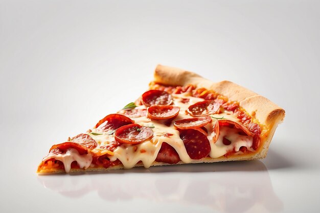 Foto eine scheibe frischer italienischer klassischer original-pepperoni-pizza auf weißem hintergrund