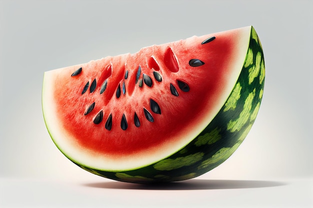 Eine Scheibe Wassermelone mit Samen darauf