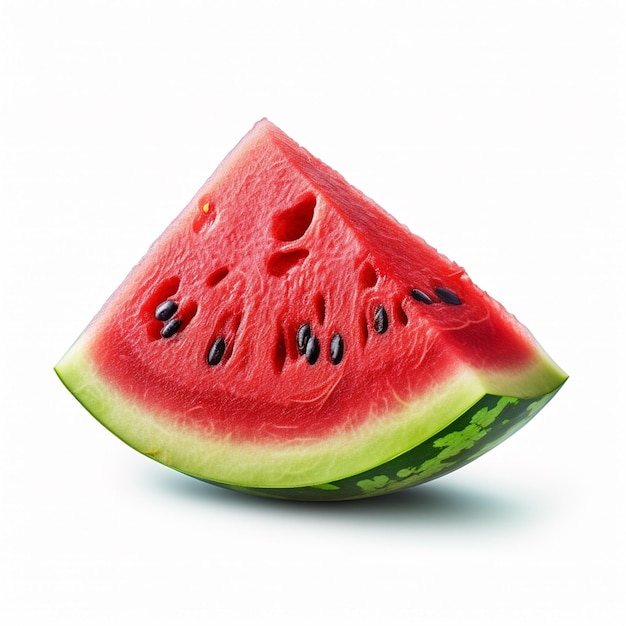 Eine Scheibe Wassermelone mit schwarzen Kernen darauf