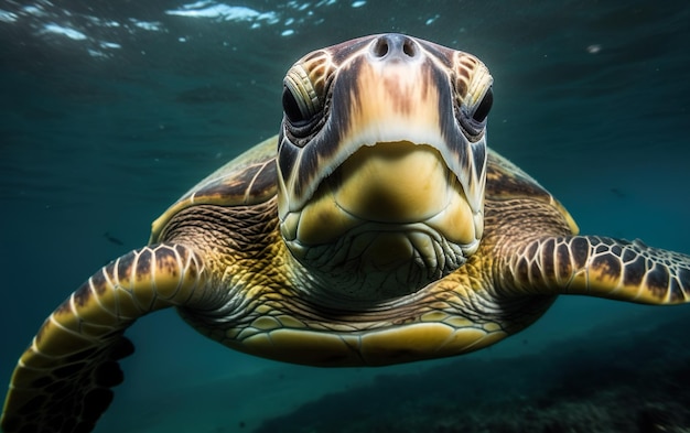 Eine Schildkröte, die im Ozean schwimmt