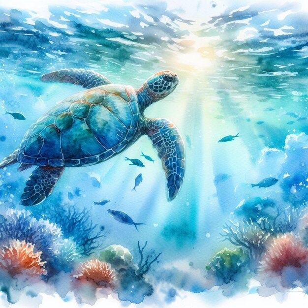 eine Schildkröte im Meer