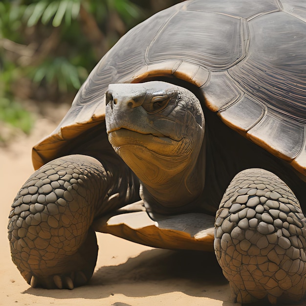 eine Schildkröte mit einem Schildkrötengesicht und einer Schildkröpfe auf der Rückseite