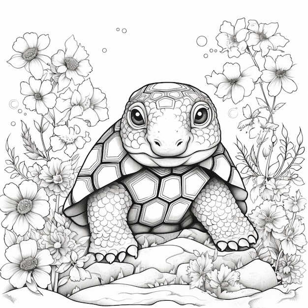 Eine Schildkröte mit schwarz-weißem Muster.