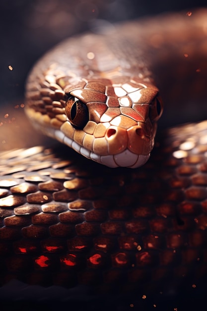 Eine Schlange mit dem Kopf auf dem Boden ai