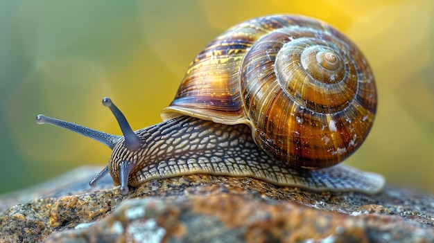 Foto eine schnecke kriecht auf einem felsen