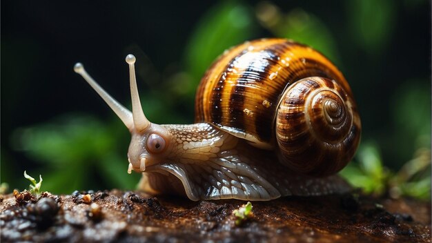 Foto eine schnecke mit einer bunten schale