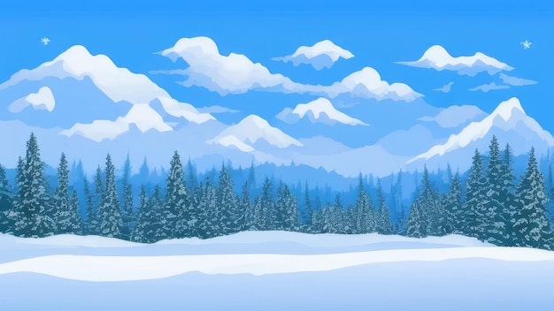 Eine schneebedeckte Berglandschaft mit einem schneebedeckten Berg und einem blauen Himmel