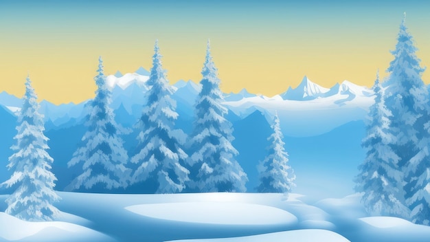 Eine schneebedeckte Berglandschaft mit einem schneebedeckten Berg und einem blauen Himmel