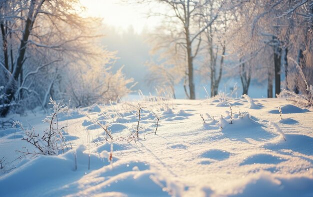 Eine schneebedeckte Landschaft mit einer unberührten Schneedecke