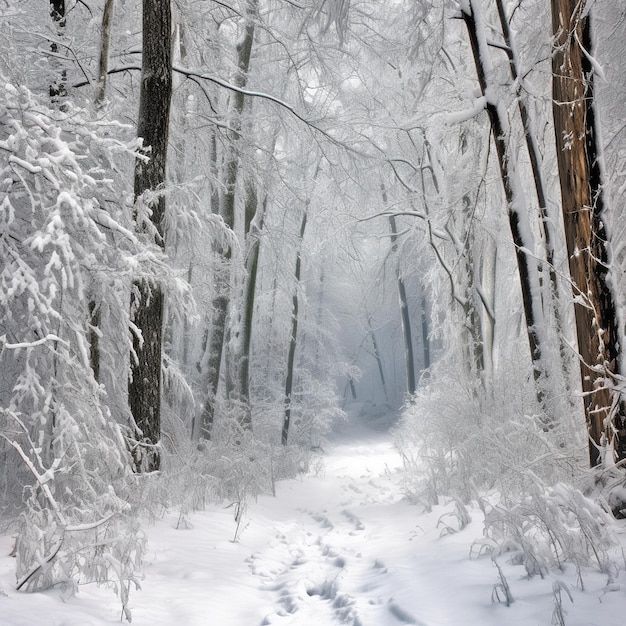 Eine schneebedeckte Waldillustration