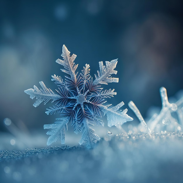 Foto eine schneeflocke im schnee