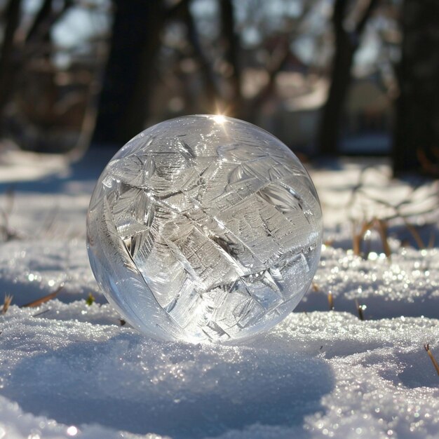 eine Schneekugel, auf der die Sonne scheint