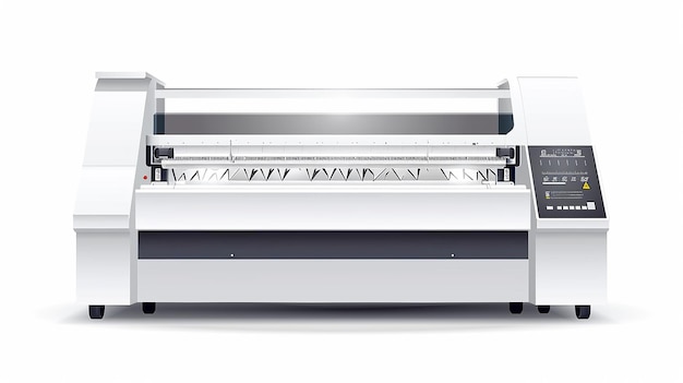 Eine Schneidmaschine, die auf weißem Hintergrund isoliert ist