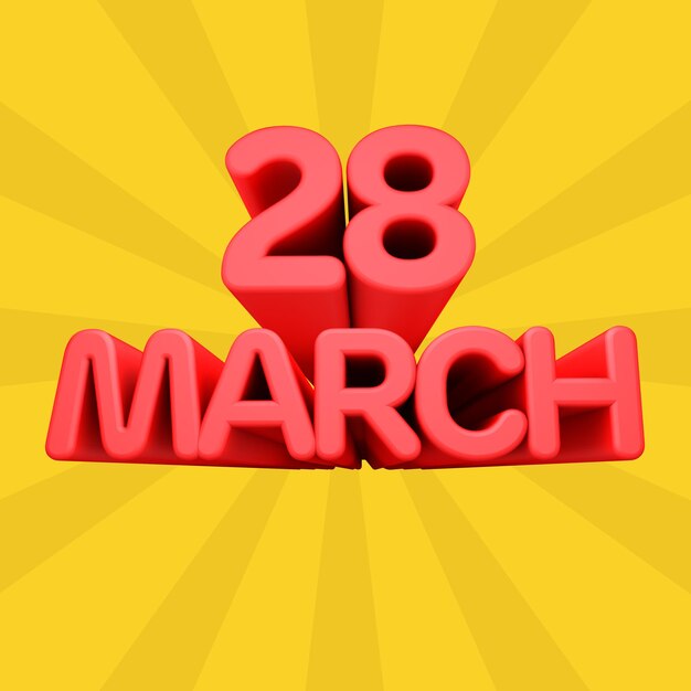 Eine schöne 3D-Illustration mit März-Tageskalender auf Farbverlaufshintergrund