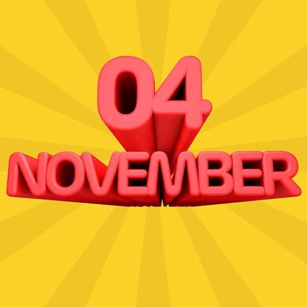 Eine schöne 3D-Illustration mit November-Tageskalender auf Farbverlaufshintergrund