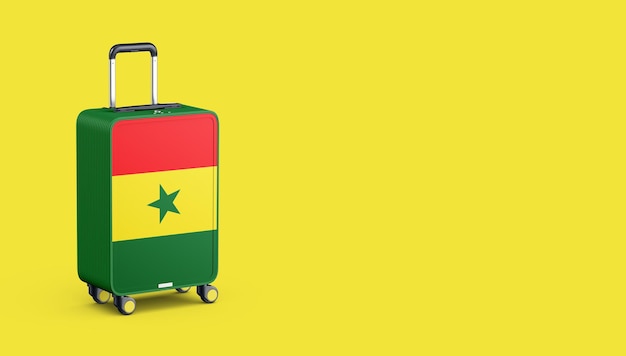 Eine schöne 3D-Illustration mit Senegal-Flagge auf dem Koffer