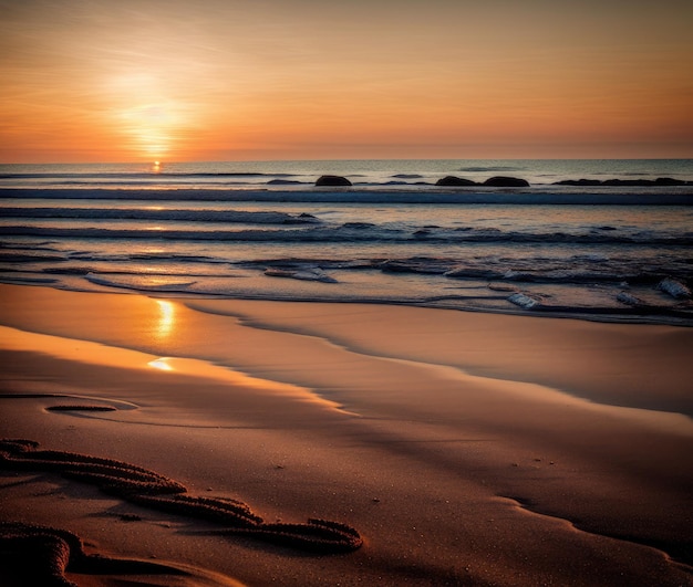 eine schöne Aufnahme eines Sandstrandes mit Sand und einem bewölkten Himmel