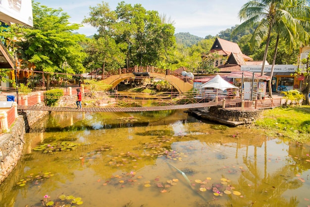 Eine schöne Aussicht auf das orientalische Dorf in Langkawi Malaysia