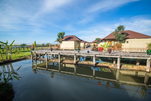 Eine schöne Aussicht auf das Resorthotel in Inle Lake Myanmar