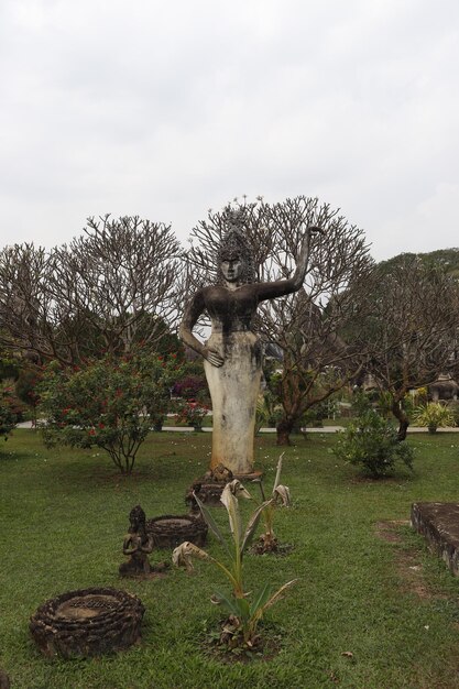 Foto eine schöne aussicht auf den buddha park in vientiane laos