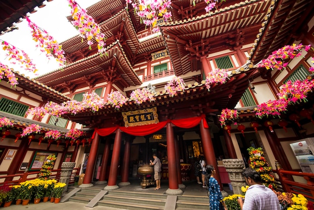 Eine schöne Aussicht auf den buddhistischen Tempel in Chinatown Singapur