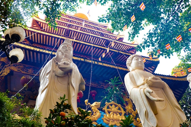 Foto eine schöne aussicht auf den chinesischen tempel befindet sich in vientiane laos