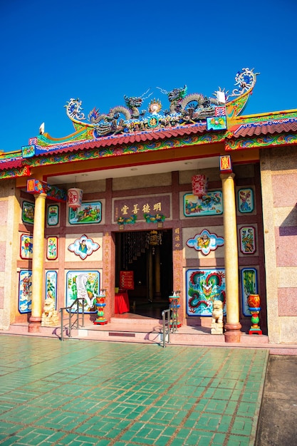 Eine schöne Aussicht auf den chinesischen Tempel in Chiang Rai Thailand