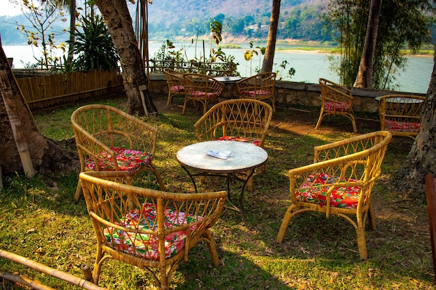 Eine schöne Aussicht auf den Mekong in der Stadt Luang Prabang Laos