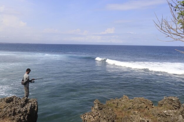 Eine schöne Aussicht auf den Strand von Nusa Dua in Bali Indonesien