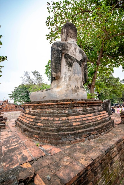 Eine schöne Aussicht auf den Tempel Wat Mahathat in Ayutthaya Thailand