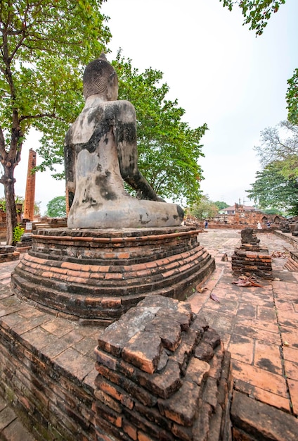 Eine schöne Aussicht auf den Tempel Wat Mahathat in Ayutthaya Thailand