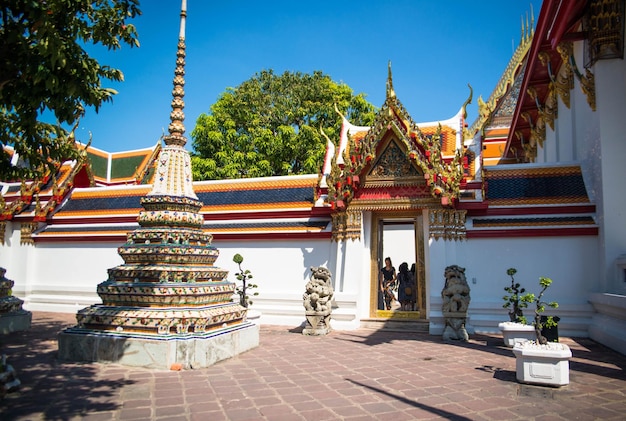 Eine schöne Aussicht auf den Tempel Wat Pho in Bangkok Thailand